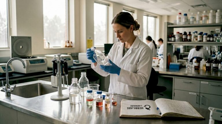 Lab technician prepping water storage station
