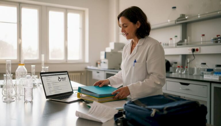 Responsable de laboratoire mettant en place des listes de contrôle pour assurer la conformité
