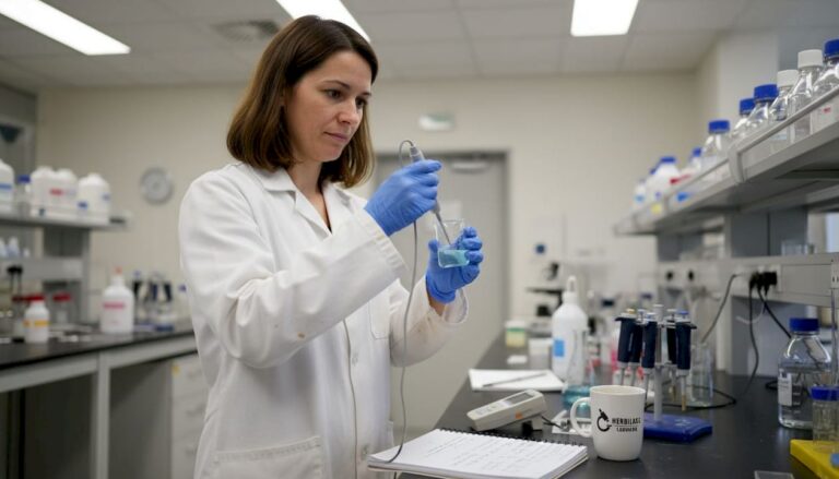Un technicien de laboratoire examine un échantillon au sein d’un laboratoire de recherche.