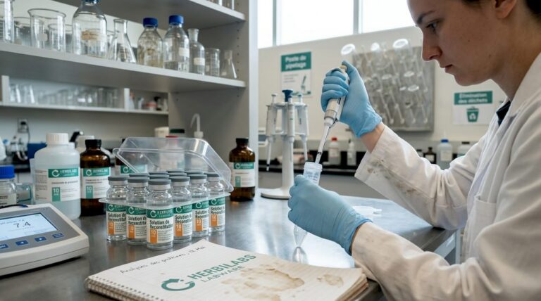 Un technicien manipule des pipettes au cœur de l’effervescence d’un laboratoire de biochimie.