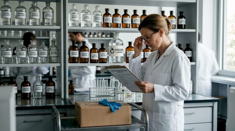 Un chercheur vérifie l’état des réactifs dans le laboratoire.