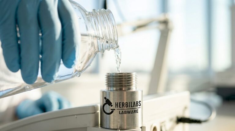Lab technician testing water quality in laboratory