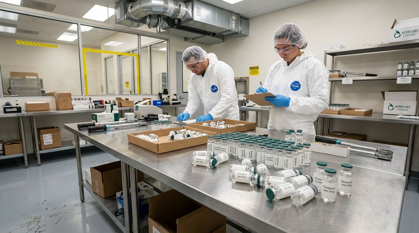 HerbiLabs sales and operations team reviewing wholesale bacteriostatic water order