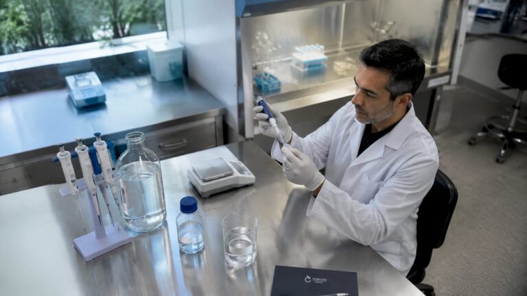 Un técnico utiliza una micropipeta para preparar una dilución.