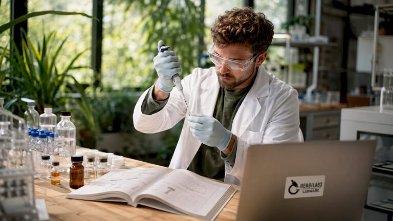 Ein Wissenschaftler arbeitet im Labor an der Reinigung von Peptiden.