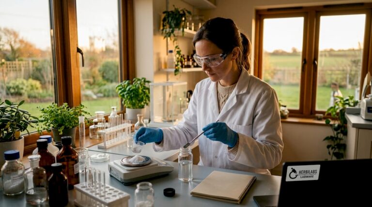 Investigador analizando los componentes de una solución salina en el laboratorio