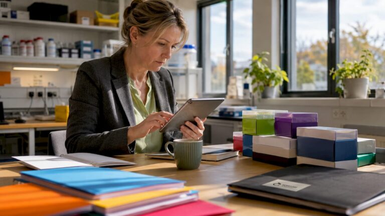 Procurement officer reviewing UK supplier deliveries