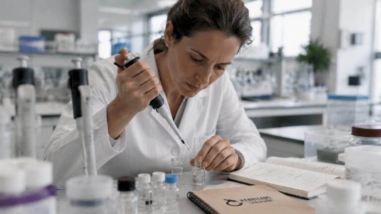 Forscherin bei der Vorbereitung von Peptiden im Laboralltag