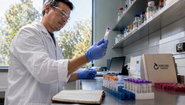 Un investigador trabaja con reactivos que han sido previamente congelados en el laboratorio.
